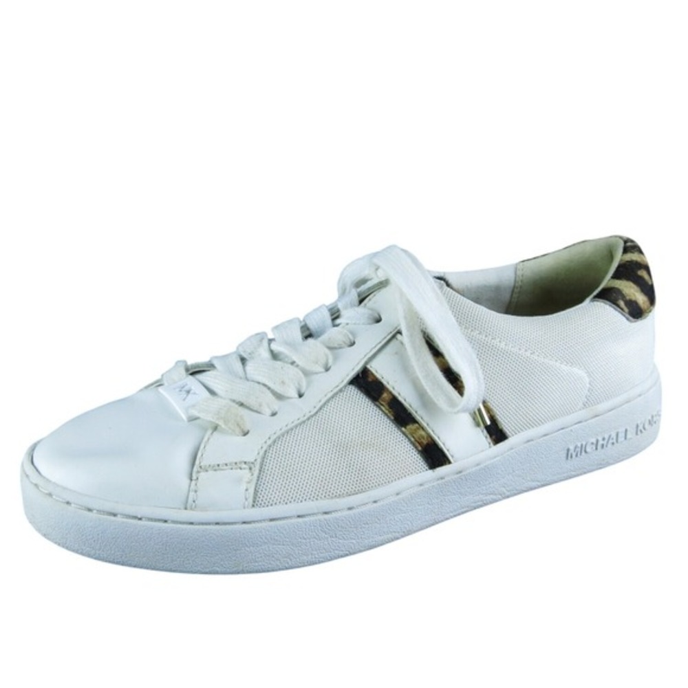 Michael Kors Irving Stripe Calf Hair Women‎ Sneaker Size 7 Medium White Leather